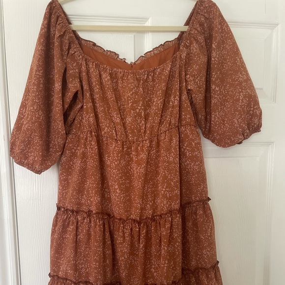 Rust orange Tiered dress - Picture 2 of 4